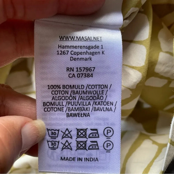 Masai Copenhagen Idaki Frond Print Cotton Shirt In Willow Size Small - Picture 9 of 9